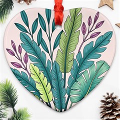 Illustrations Plants Nature Leaves Heart Ornament (Two Sides) from ArtsNow.com Back