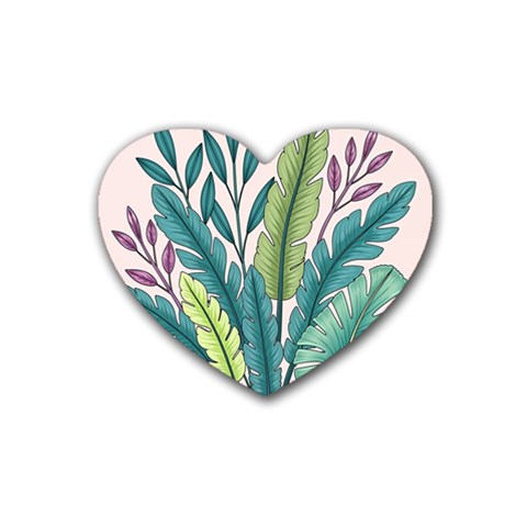 Illustrations Plants Nature Leaves Rubber Coaster (Heart) from ArtsNow.com Front