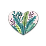 Illustrations Plants Nature Leaves Rubber Coaster (Heart)