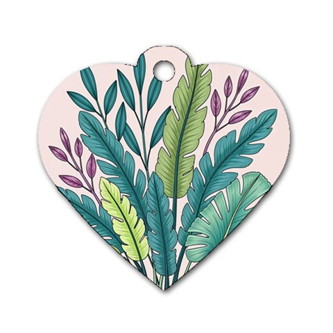 Illustrations Plants Nature Leaves Dog Tag Heart (One Side) from ArtsNow.com Front