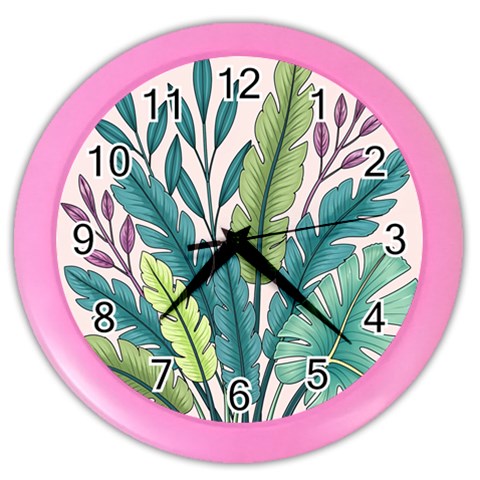 Illustrations Plants Nature Leaves Color Wall Clock from ArtsNow.com Front