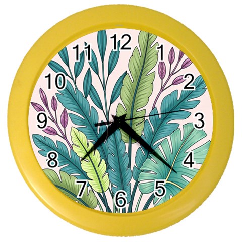 Illustrations Plants Nature Leaves Color Wall Clock from ArtsNow.com Front