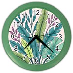 Illustrations Plants Nature Leaves Color Wall Clock