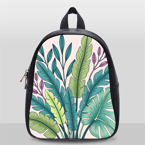 Illustrations Plants Nature Leaves School Bag (Small) from ArtsNow.com Front