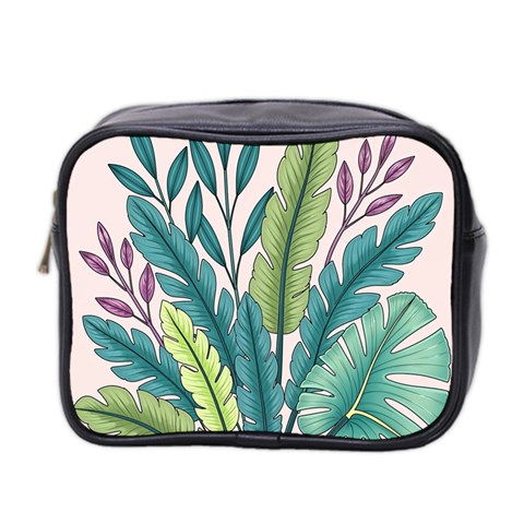 Illustrations Plants Nature Leaves Mini Toiletries Bag (Two Sides) from ArtsNow.com Front