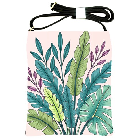 Illustrations Plants Nature Leaves Shoulder Sling Bag from ArtsNow.com Front