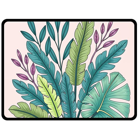 Illustrations Plants Nature Leaves Fleece Blanket (Large) from ArtsNow.com 80 x60  Blanket Front