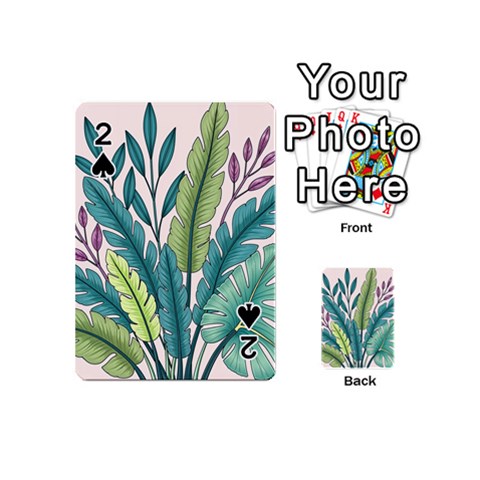 Illustrations Plants Nature Leaves Playing Cards 54 Designs (Mini) from ArtsNow.com Front - Spade2