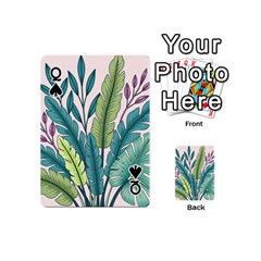 Queen Illustrations Plants Nature Leaves Playing Cards 54 Designs (Mini) from ArtsNow.com Front - SpadeQ