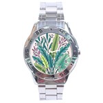 Illustrations Plants Nature Leaves Stainless Steel Analogue Watch