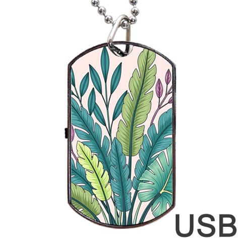 Illustrations Plants Nature Leaves Dog Tag USB Flash (One Side) from ArtsNow.com Front