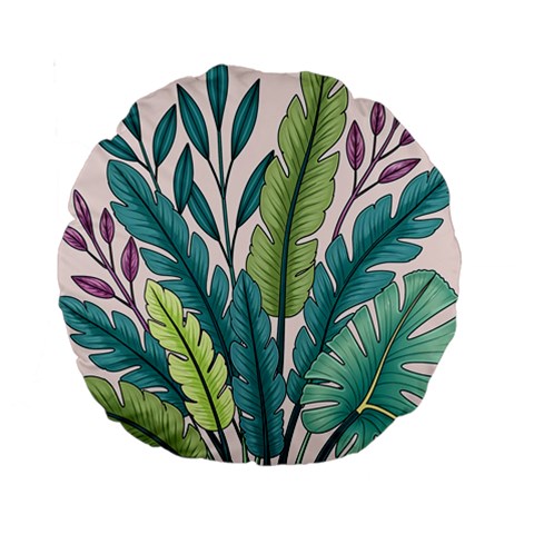 Illustrations Plants Nature Leaves Standard 15  Premium Round Cushions from ArtsNow.com Front