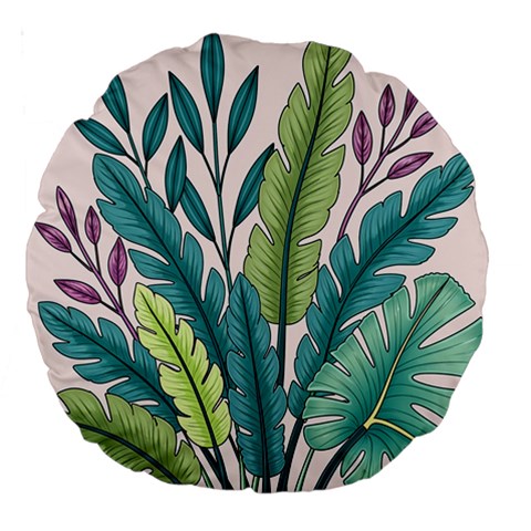 Illustrations Plants Nature Leaves Large 18  Premium Round Cushions from ArtsNow.com Front