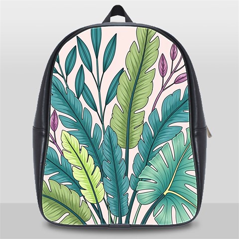 Illustrations Plants Nature Leaves School Bag (XL) from ArtsNow.com Front