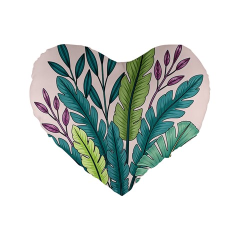 Illustrations Plants Nature Leaves Standard 16  Premium Heart Shape Cushions from ArtsNow.com Front