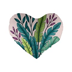 Illustrations Plants Nature Leaves Standard 16  Premium Heart Shape Cushions from ArtsNow.com Front