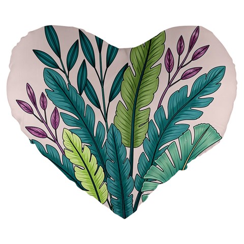 Illustrations Plants Nature Leaves Large 19  Premium Heart Shape Cushions from ArtsNow.com Front