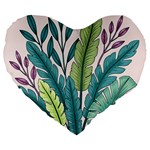 Illustrations Plants Nature Leaves Large 19  Premium Heart Shape Cushions