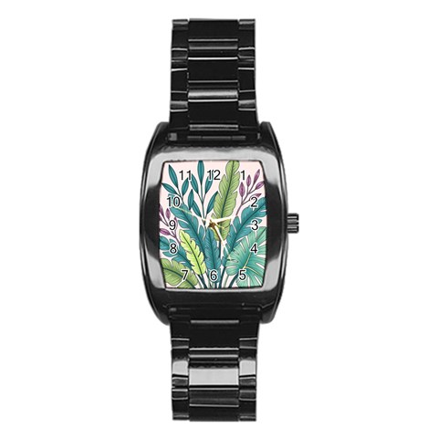 Illustrations Plants Nature Leaves Stainless Steel Barrel Watch from ArtsNow.com Front