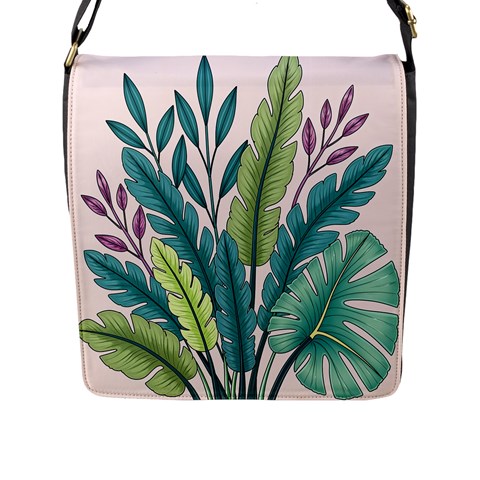 Illustrations Plants Nature Leaves Flap Closure Messenger Bag (L) from ArtsNow.com Front