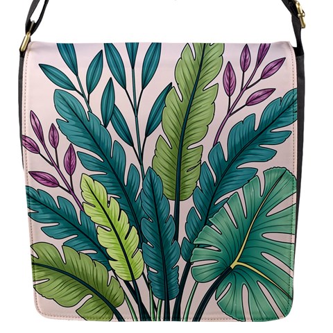 Illustrations Plants Nature Leaves Flap Closure Messenger Bag (S) from ArtsNow.com Front