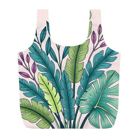 Illustrations Plants Nature Leaves Full Print Recycle Bag (L) from ArtsNow.com Front