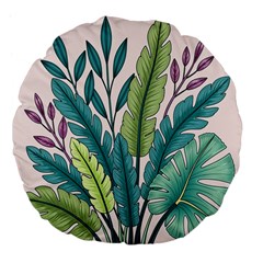 Illustrations Plants Nature Leaves Large 18  Premium Flano Round Cushions from ArtsNow.com Front