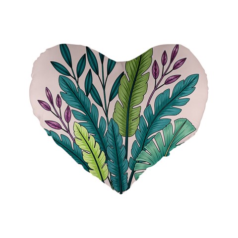 Illustrations Plants Nature Leaves Standard 16  Premium Flano Heart Shape Cushions from ArtsNow.com Front