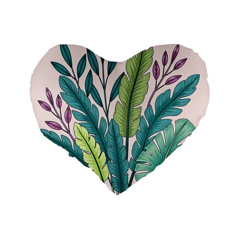 Illustrations Plants Nature Leaves Standard 16  Premium Flano Heart Shape Cushions from ArtsNow.com Back