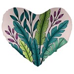 Illustrations Plants Nature Leaves Large 19  Premium Flano Heart Shape Cushions