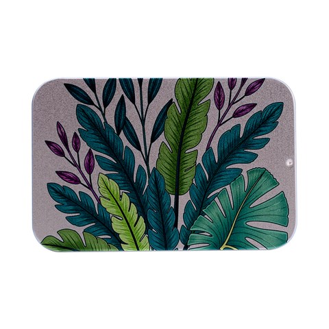 Illustrations Plants Nature Leaves Open Lid Metal Box (Silver)   from ArtsNow.com Front