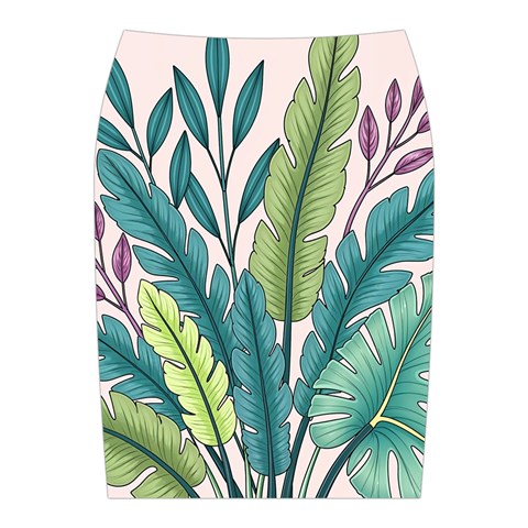 Illustrations Plants Nature Leaves Midi Wrap Pencil Skirt from ArtsNow.com Back