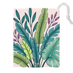 Illustrations Plants Nature Leaves Drawstring Pouch (4XL) from ArtsNow.com Front