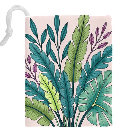 Illustrations Plants Nature Leaves Drawstring Pouch (4XL) from ArtsNow.com Back