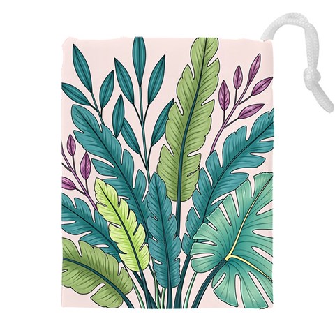 Illustrations Plants Nature Leaves Drawstring Pouch (5XL) from ArtsNow.com Front