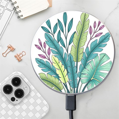 Illustrations Plants Nature Leaves Wireless Fast Charger(White) from ArtsNow.com Front