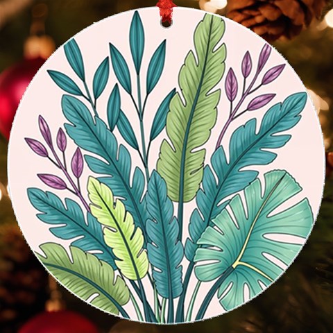 Illustrations Plants Nature Leaves UV Print Acrylic Ornament Round from ArtsNow.com Front