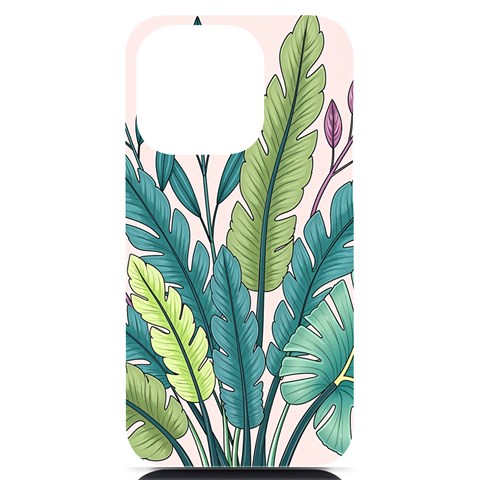 Illustrations Plants Nature Leaves iPhone 14 Pro Black UV Print PC Hardshell Case from ArtsNow.com Front