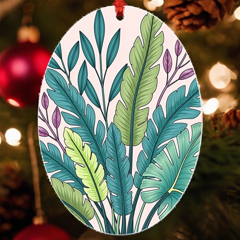 Illustrations Plants Nature Leaves UV Print Acrylic Ornament Oval from ArtsNow.com Front