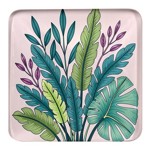 Illustrations Plants Nature Leaves Square Glass Fridge Magnet (4 pack) from ArtsNow.com Front