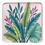 Illustrations Plants Nature Leaves Square Glass Fridge Magnet (4 pack)