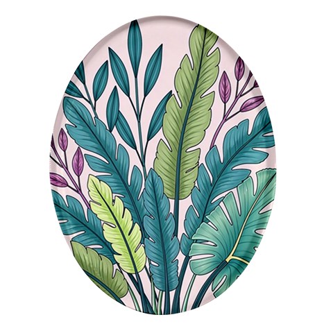 Illustrations Plants Nature Leaves Oval Glass Fridge Magnet (4 pack) from ArtsNow.com Front