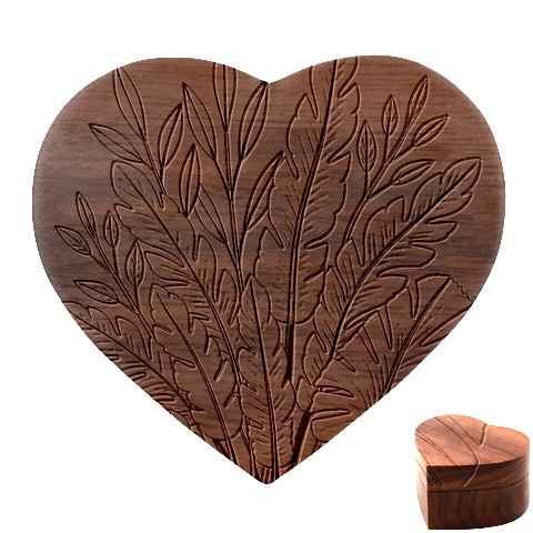 Illustrations Plants Nature Leaves Heart Wood Jewelry Box from ArtsNow.com Front