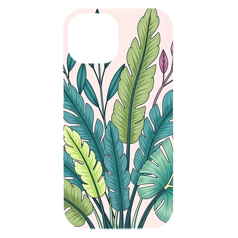 Illustrations Plants Nature Leaves iPhone 15 Black UV Print PC Hardshell Case from ArtsNow.com Front