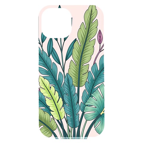 Illustrations Plants Nature Leaves iPhone 15 Plus Black UV Print PC Hardshell Case from ArtsNow.com Front