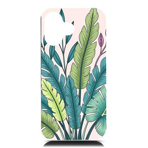 Illustrations Plants Nature Leaves iPhone 16 Black UV Print PC Hardshell Case from ArtsNow.com Front