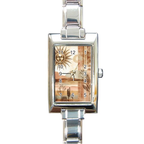 Abstract Sun Boho Bohemian Design Rectangle Italian Charm Watch from ArtsNow.com Front