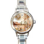 Abstract Sun Boho Bohemian Design Round Italian Charm Watch