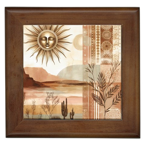 Abstract Sun Boho Bohemian Design Framed Tile from ArtsNow.com Front