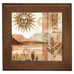 Abstract Sun Boho Bohemian Design Framed Tile